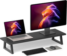 31.5 Inch Dual Monitor Stand Riser, TV Riser, Black Desk Organizer picture