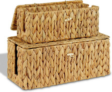 Water Hyacinth Cable Management Box with Lid, Natural Woven Organizer, Floor picture