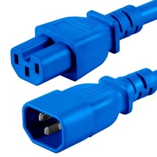 6FT IEC 320 C14 To C15 Power Extension Cord Cable 15A SJT 14AWG PDU UPS Blue picture