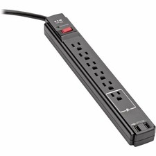 Tripp Lite Protect It 6 Outlet 2 USB Surge Protector 990 J Black TLP606USBB picture
