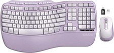 Purple Ergonomic Wireless Keyboard and Mouse Combo, Sablute 2.4G Full Size Ergo picture