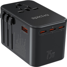 75W Gan PD Universal Travel Adapter, 3USB-C/2USB picture