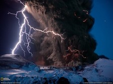 Landscape national geographic ash lightning volcano Custom Gaming Mat Desk picture