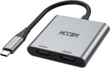 HDMI Adapter Hub USB Type-C To Dual Monitors Adapter USB-C 2 HDMI Station, Grey picture