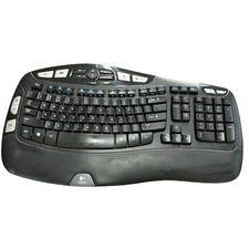 Logitech K350 Wireless Wave Ergonomic Keyboard Black Tested No USB Receiver picture