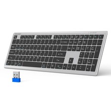 Bluetooth Keyboard Rechargeable 4Device Wireless UltraSlim Full Size PC picture