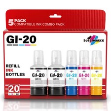 GI-20 Ink Refill Kit for Canon PIXMA G6020 G7020 G5020 MegaTank 5 Pack Black picture