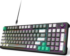 GEEZER Mechanical Gaming Keyboard with LED Backlit, Blue Switch, Volume Knob, 96 picture