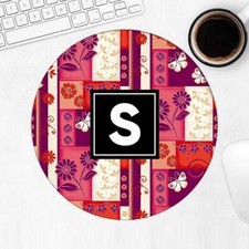 Floral Butterfly : Gift Mousepad Seamless Pattern Daisy Patchwork Frame Border picture