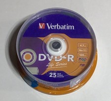 Verbatim DVD-R 4.7 GB 16X Life Series with Vibrant Color 25 Pack New Sealed picture