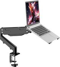 2 in 1 Laptop Desk Mount with Gas Spring Arm Monitor Laptop Stand for 12-17 Inch picture