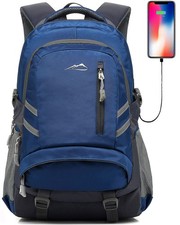 ProEtrade Backpack Laptop Bag College Travel USB Charging Anti Theft Blue picture