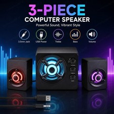Wired PC Speaker Set 3 Channel with RGB Breathing Light USB Powered for Laptop picture