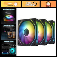 120mm Infinite Mirror Design Case Fans - Darkrock Black F120, 3-in-1 RGB Cooling picture