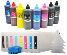 8 Refillable Cartridges 8x500ml Pigment Ink Reset for Epson Stylus Pro 7800/9800 picture
