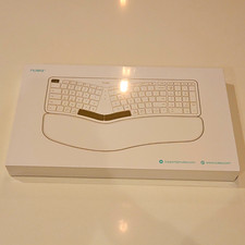 Nulea RT05B Ergonomic Wireless Keyboard Pink And Grey w/ Wrist Rest picture