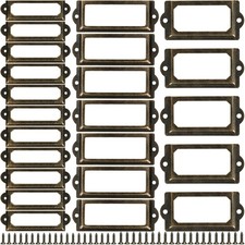Office Library File Drawer Cabinet Card Tag Label Holder Metal Frame 3 Sizes picture