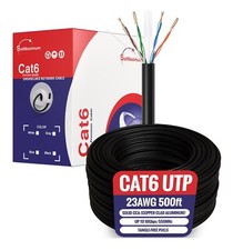 CAT6 500ft UTP Solid Ethernet Cable 23AWG RJ45 LAN Network Bulk Wire Black picture