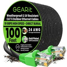 Cat6 Ethernet Cable 100ft, Direct Burial Outdoor Cat 6 Cable 24AWG High Speed... picture