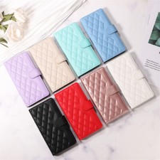 Strap Grid Leather Wallet Cover Case for A40 A50 A70 A12 A32 A12 A20E J6 picture