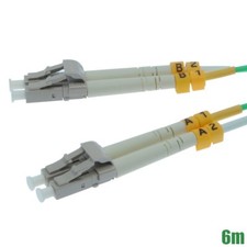 6M LC UPC to LC UPC Duplex Multi Mode 50/125 Fiber Optic Patch Cable OM4 Aqua picture