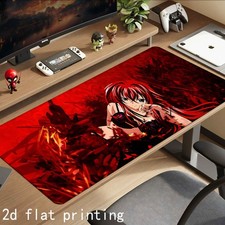 Extra-large Size Rubber Mouse Pad Fiery Red Hair Anime Girl with Burning Backg picture