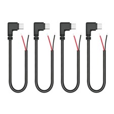 4Pcs USB C to 2 Pin Bare Wire Open End Power Cord 10inch, 90 10 inches, Black picture