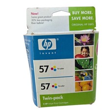 HP 57 Tri-Color Inkjet Cartridge Twin Pack - Genuine New Sealed Expired 9/2008 picture