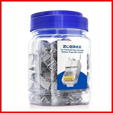 ZOERAX 50-Pack Cat7 Cat6A Shielded Pass Through RJ45 Connectors Silver picture