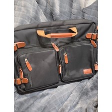 CoolBell Convertible Laptop Messenger Bag Backpack Briefcase Black Tan Multi-Way picture