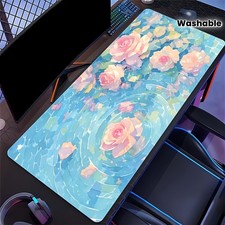 Extra Large Gaming Mouse Pad with Pink Floral Design, Rubber Base, Rectangular picture