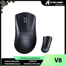ATTACK SHARK V8 8K Wireless Gaming Mouse 42K DPI-PAW3950 MAX Sensor Tri-Mode 59g picture