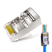 EZYUMM 20-Pack Cat6a RJ45 Connector Pass Through, Gold Cat6a,  picture