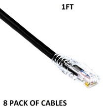 8x Cat6 24AWG Snagless Unshielded (UTP) CM Ethernet Network Patch Cable 1ft picture