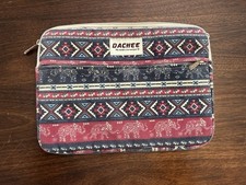 DACHEE Canvas Padded Laptop Sleeve Case 13 in Geometric Elephant Red Blue Beige picture