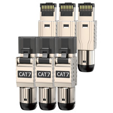 6-Pack RJ45 Connectors Tool Free Cat7 Cat6A, Tool-Free Zinc Alloy Shielded picture
