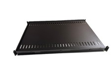 Fixed 1U Server Rack Mount Shelf  Adjustable Depth Black Data Cabinet Shelves picture