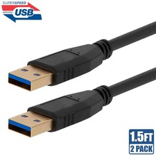 2 Pcs 1.5FT USB 3.0 Type A Male to Male SuperSpeed Sync Data Fast Charging Cable picture