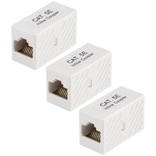 3x RJ45 Cat5e Inline Coupler Straight Network Cable Joiner Extender Cat 5e White picture