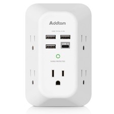 Addtam 5-Outlet Extender Surge Protector, Multi Plug Wall 1c3a Standard picture