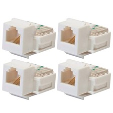 4 Pcs RJ-11 Keystone Jack Toolless Telephone Phone Line Wall Plate Modular White picture
