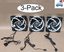 3-pack: AZZA Hurricane 120mm RGB Lite LED Gaming PC Case Cooling Fans picture