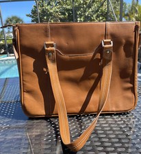 Foray Womens Briefcase-Styled Brown Leather Laptop Work Study Shoulder Bag picture