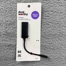 Deal Worthy USB-C To HDMI Adapter 4 In Cable 4K Ultra HD Black Plug & Play New picture
