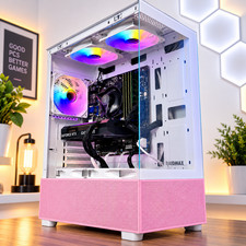 Pink White Gaming PC Intel i7 Ryzen 7 Up to RTX 5060 32GB RAM 2TB SSD W11 WiFi picture
