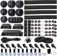 192 Piece Cable Management Kit Wire Organizer Sleeve Cord Clamps Ties Mounts picture