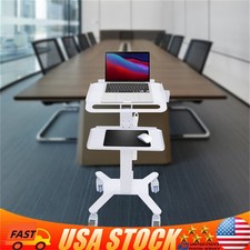 Mobile Computer Cart Medical Rolling PC Stand Desk Workstation Wheel Adjustable picture