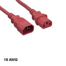 [Lot10] Red 6Ft Standard Power Extension Cord IEC-60320 C13 to C14 18AWG 10A/250 picture