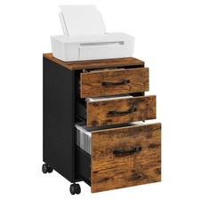 Mobile File Cabinet 3 Drawers with Wheels Ink Black UOFC065B16 VASAGLE Filing picture