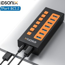 IDsonix 7 Port USB 3.0 Hub Charger Switch Splitter Powered AC Adapter for Laptop picture